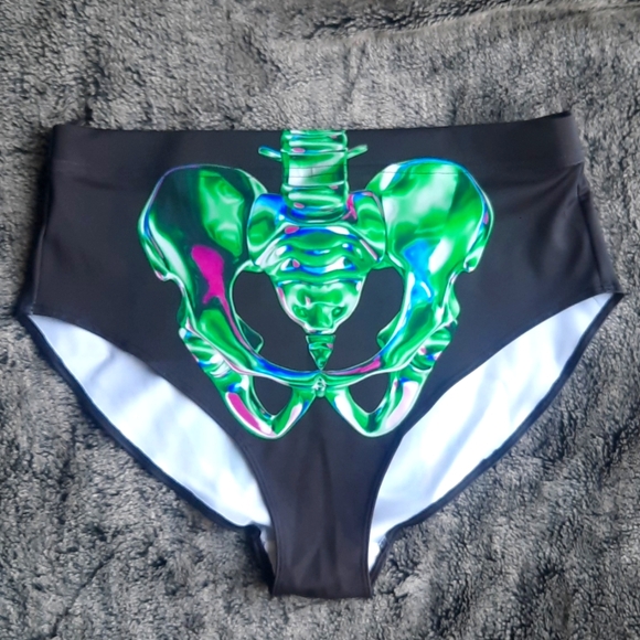 Devil Walking Emerald Skeleton Booty Shorts - Picture 2 of 8